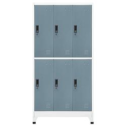 Foto van The living store lockerkast - modern - kast - 90x45x180 cm - staal - grijs - met hanger - 6 deuren