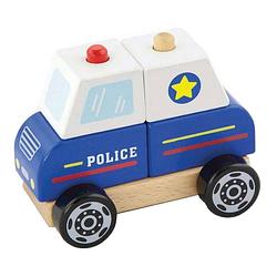 Foto van Viga toys stapelfiguur politieauto 13 cm blauw