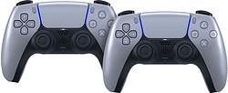 Foto van Sony playstation 5 dualsense draadloze controller sterling silver duo pack