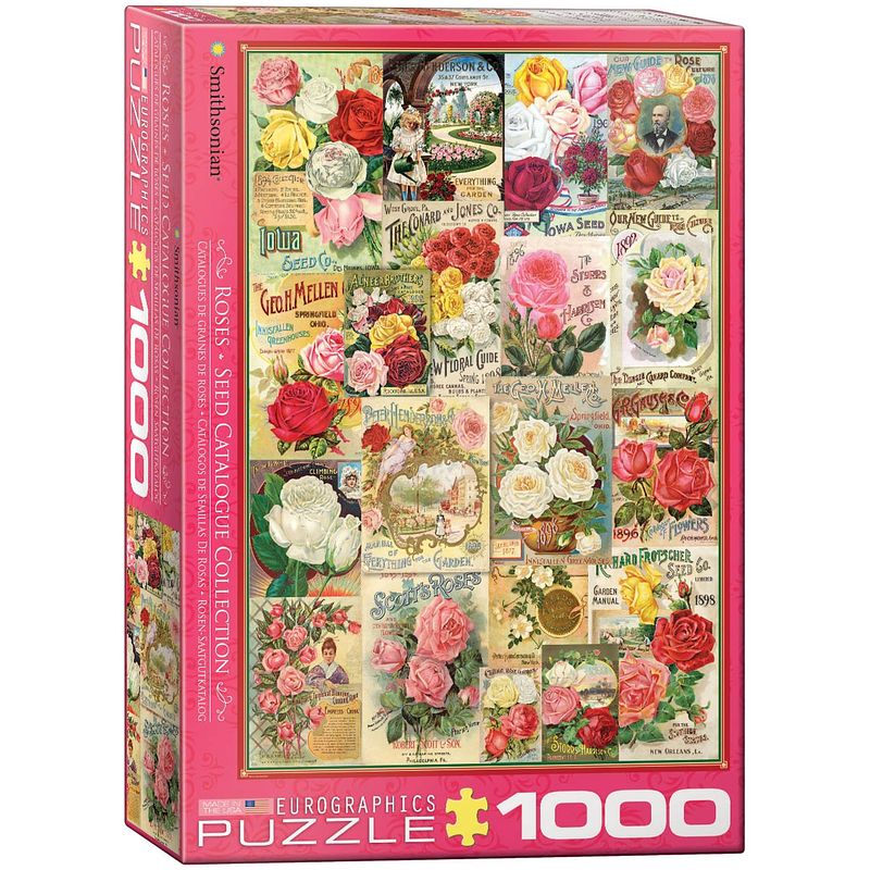 Foto van Eurographics puzzel roses - seed catalogue - 1000 stukjes