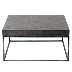 Foto van Giga meubel gm salontafel vierkant - grijs - mangohout - 80x80x40cm