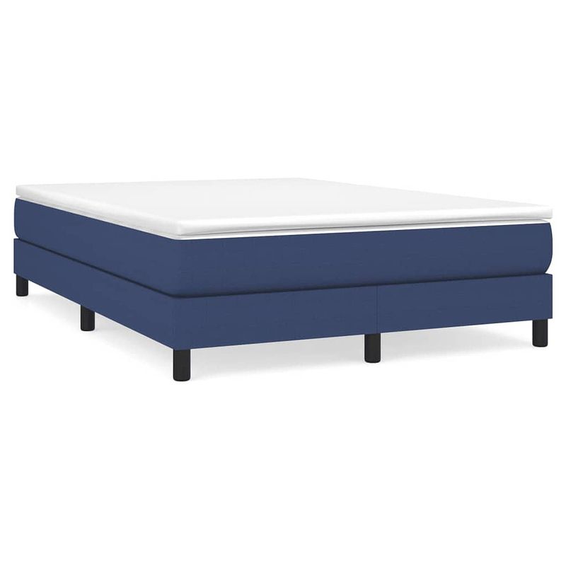 Foto van Vidaxl boxspring met matras stof blauw 140x190 cm