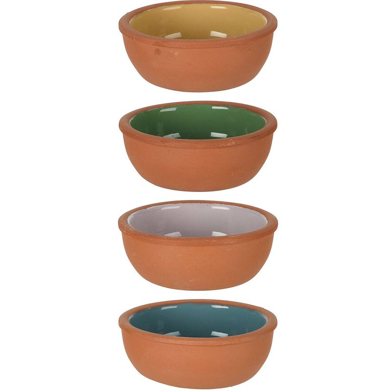 Foto van 4x tapas schaaltjes - 150 ml - terracotta 10 x 4 cm - snack en tapasschalen