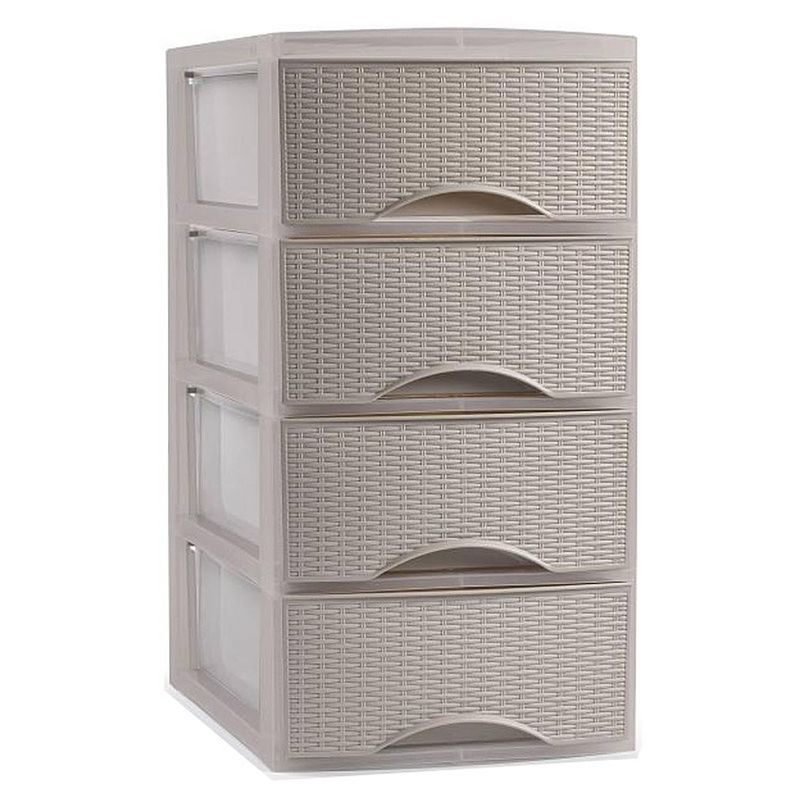 Foto van Plasticforte thuis kantoor organizer ladeblok - 26 x 37 x 49 cm - kunststof - beige - 4 lades - ladeblok