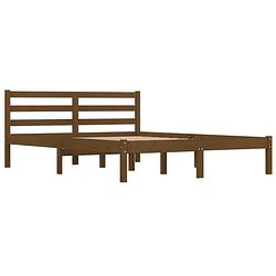 Foto van The living store houten bedframe - modern - bedden - afmeting- 195.5 x 125.5 x 69.5 cm - kleur- honingbruin