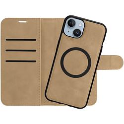 Foto van Just in case wallet case 2 in 1 magsafe voor apple iphone 15 plus telefoonhoesje bruin