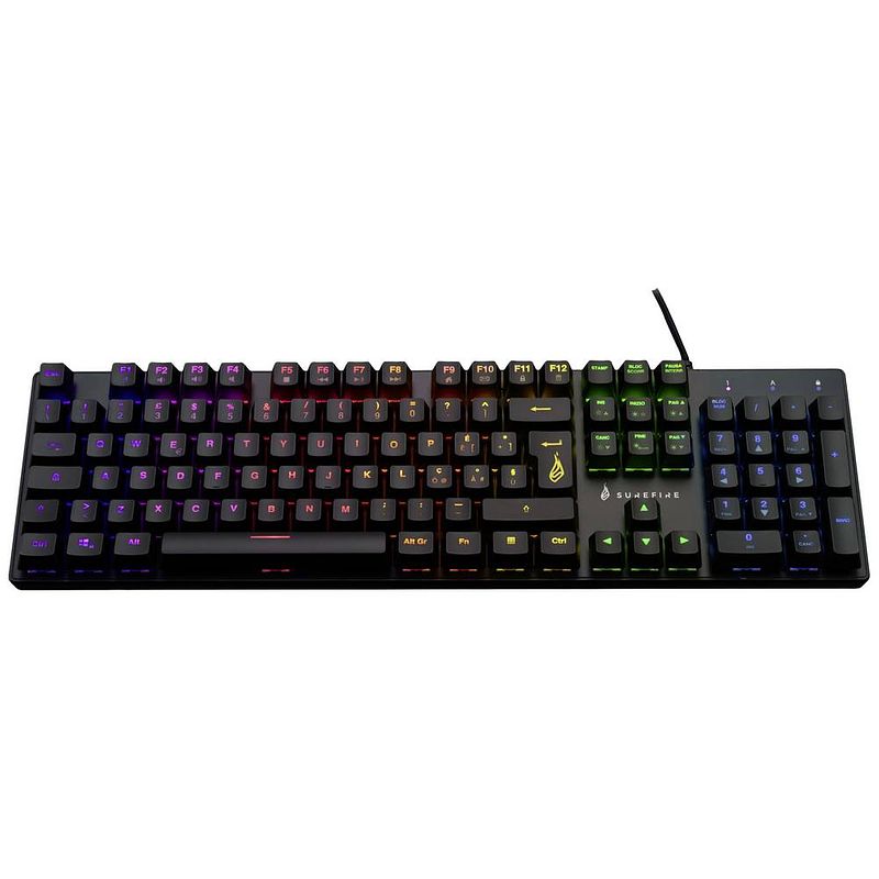 Foto van Surefire gaming kingpin m2 gaming-toetsenbord kabelgebonden, usb verlicht, multimediatoetsen zwart