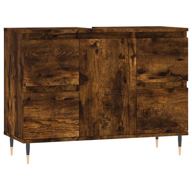 Foto van The living store badkaast smoked oak 80x33x60 cm - veel opbergruimte