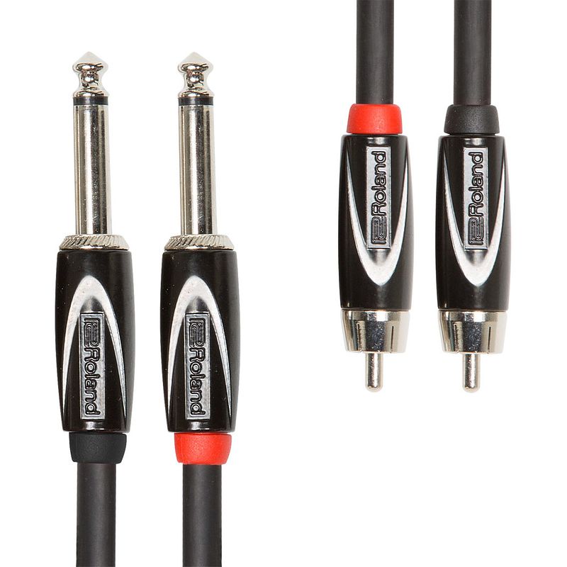 Foto van Roland rcc-5-2r28 instrumentenkabel 2x 6.35mm jack naar 2x rca 1.5 meter