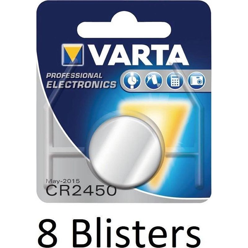 Foto van 8 stuks (8 blisters a 1 st) varta cr2450 wegwerpbatterij lithium