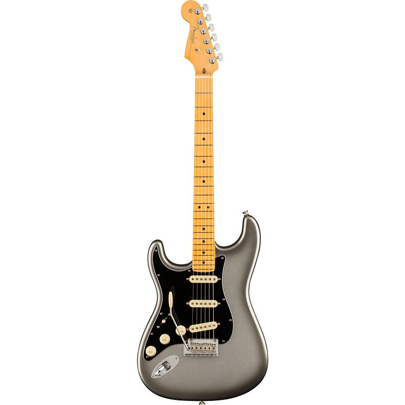 Foto van Fender american professional ii stratocaster lh mercury mn linkshandige elektrische gitaar met koffer