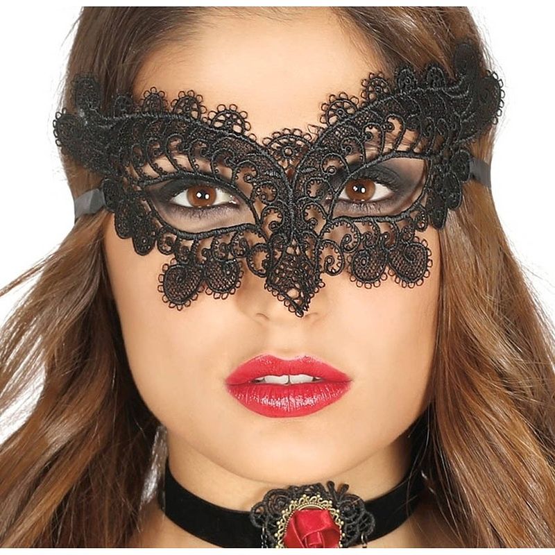Foto van Zwart gemaskerd bal oogmasker voor dames - verkleedmaskers