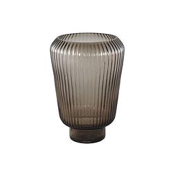 Foto van Ptmd joyca brown glass vase ribbed round l