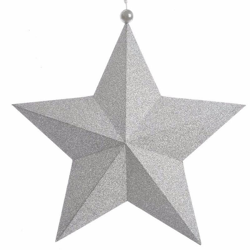 Foto van Kerstversiering hangdecoratie ster glitter zilver 34 cm - kerststerren