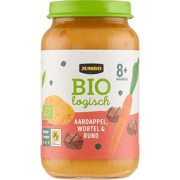 Foto van Jumbo biologisch babyvoeding aardappel, wortel & rund 8+ maanden 220g