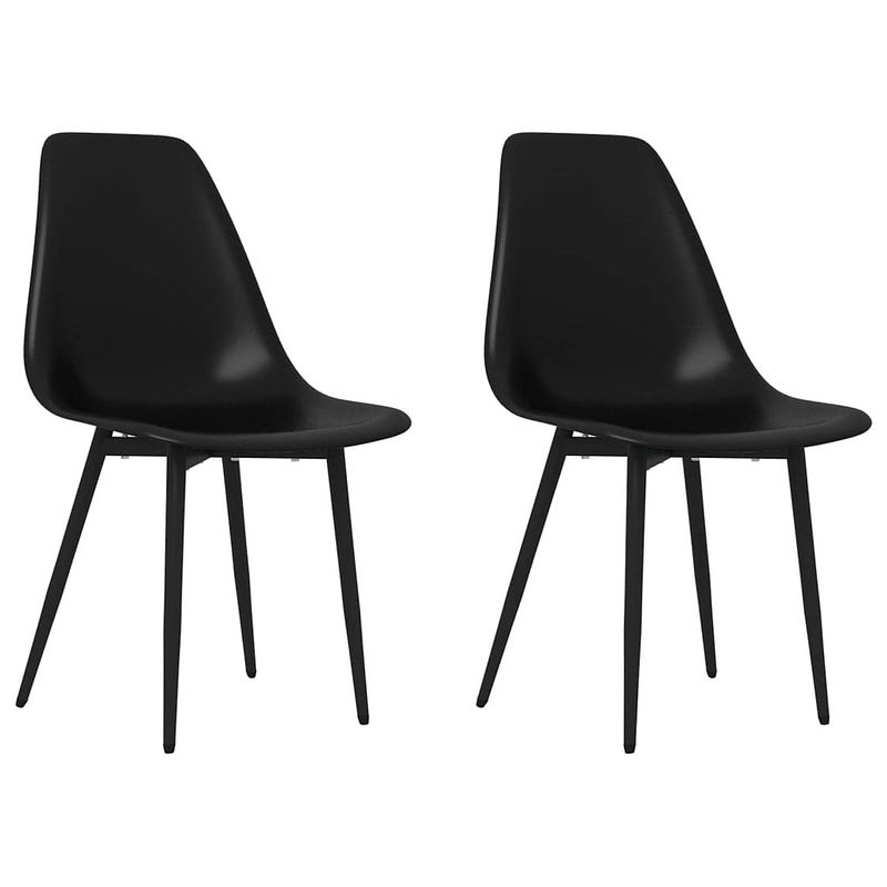 Foto van The living store minimalistische eetkamerstoelen - 46x52x84 cm - zwart - pp en metaal