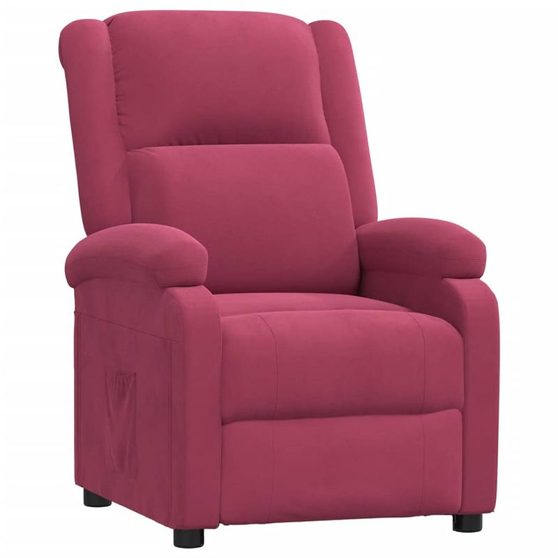 Foto van The living store fauteuil - verstelbaar - fluweel - wijnrood - 70x93x98 cm