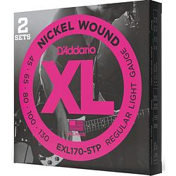 Foto van D'saddario exl170-5tp nickel wound regular light 45-130 snaren voor vijfsnarige bas (2 sets)