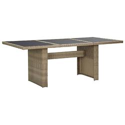 Foto van Vidaxl tuintafel 200x100x74 cm glas en poly rattan bruin