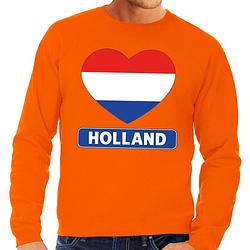 Foto van Oranje holland hart vlag sweater / trui heren - oranje koningsdag/ supporter kleding l