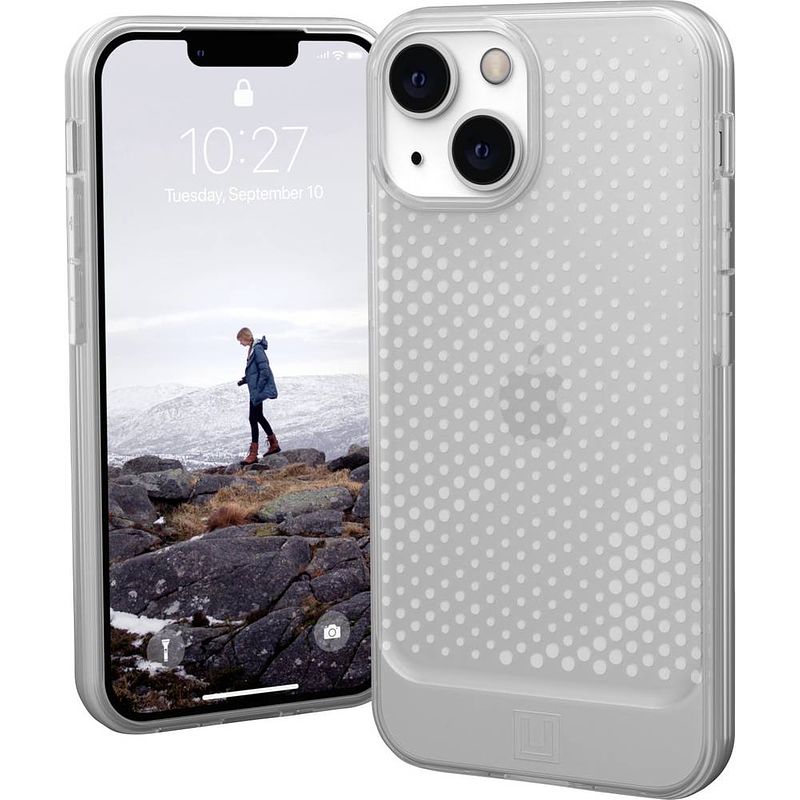 Foto van Urban armor gear lucent case backcover apple iphone 13 mini ice, transparant