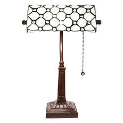 Foto van Clayre & eef cremekleurige bureaulamp tiffany 26*16*40 cm e27/max 1*40w 5ll-5687