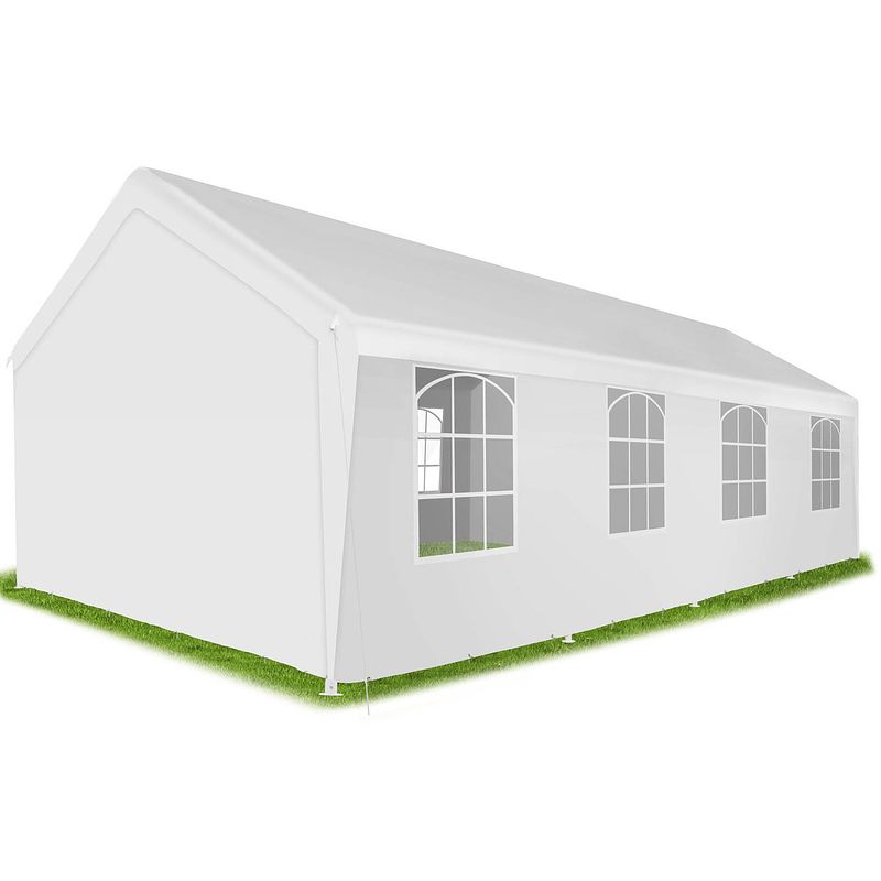 Foto van Tectake® - xxl partytent tuinpaviljoen mammut 8x4m - grote kijkvensters - wit - 404972