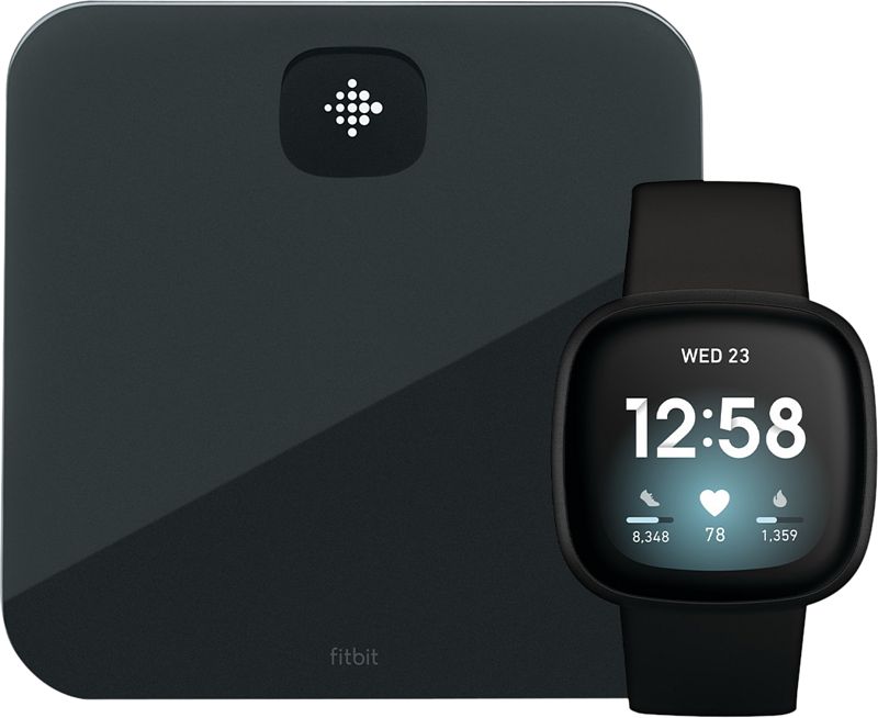 Foto van Fitbit versa 3 zwart + fitbit aria air zwart