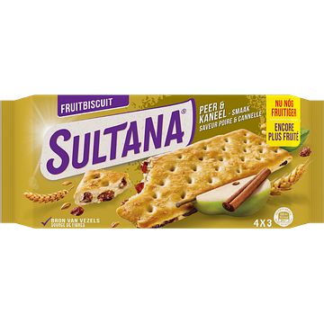 Foto van 2 verpakkingen a 140200 gram | sultana fruitbiscuits peer/kaneel 175g aanbieding bij jumbo