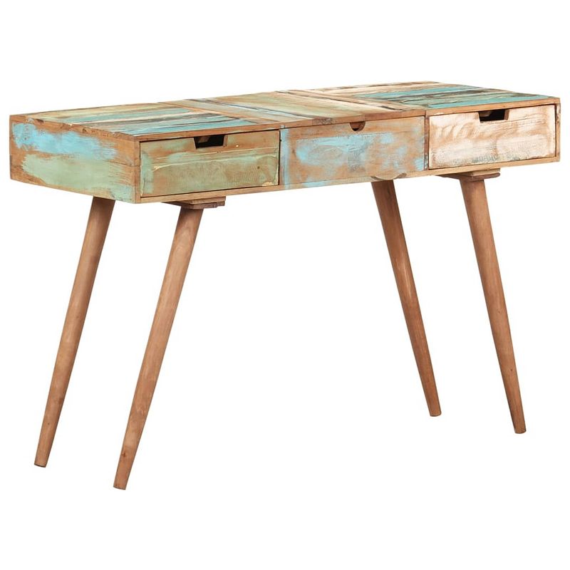 Foto van The living store opmaaktafel gerecycled hout - 112 x 45 x 76 cm - met spiegel en lades