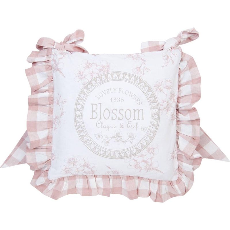 Foto van Clayre & eef stoelkussenhoes - katoen - 40 x 40 cm - landelijk - blossom - oud roze - 2 stuks