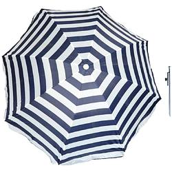 Foto van Parasol - blauw/wit - d180 cm - incl. draagtas - parasolharing - 49 cm - parasols