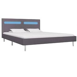 Foto van The living store bedframe classic led - grijs - 180 x 200 cm - ijzer - mdf en stof