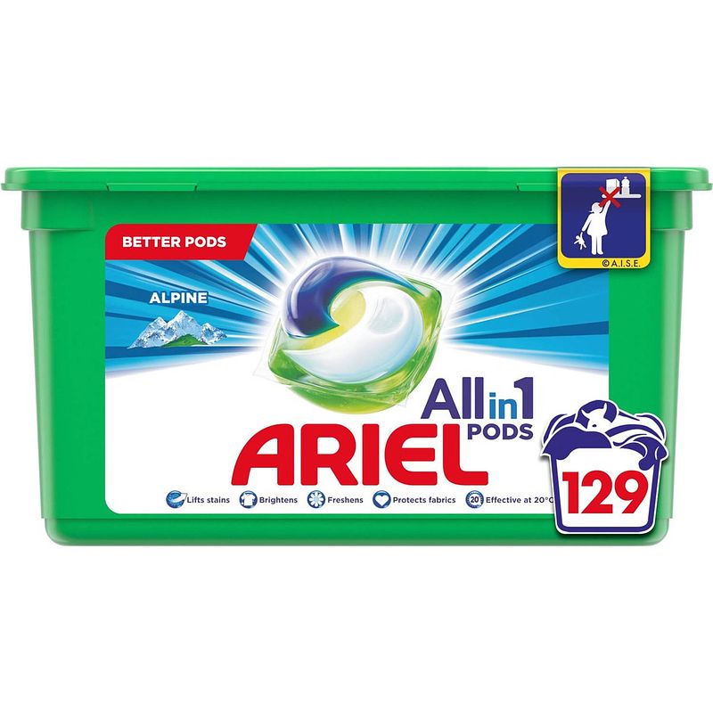 Foto van Ariel all-in-1 pods alpine wasmiddelcapsules 3 x 43 stuks