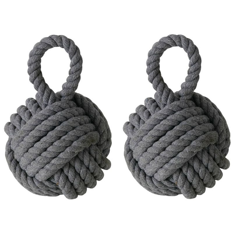 Foto van Boltze deurstopper knoop - 2x - 1.2 kilo - grijsa - jute - 23 x 15 cm - deurstoppers