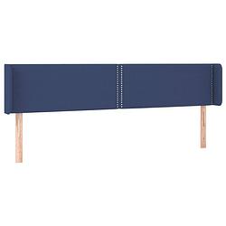 Foto van The living store hoofdbord - 203 x 16 x 78/88 cm - blauw stof hout - the living store