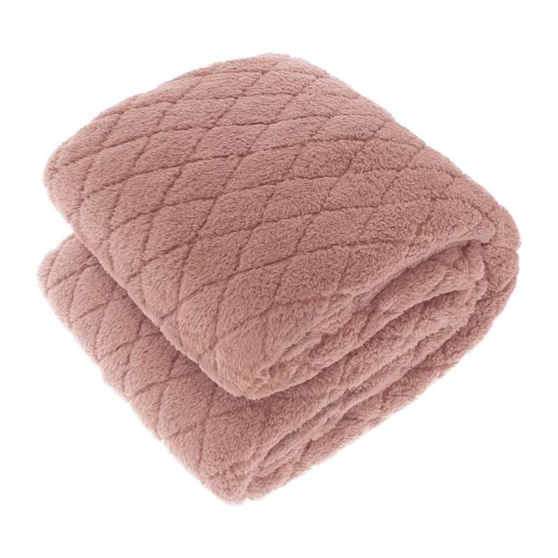 Foto van Unique living ezra xl fleece plaid - fleece polyester - 220x240 cm - old pink