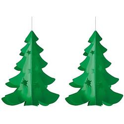Foto van 2x kerstboom hangdecoratie brandvertragend - hangdecoratie