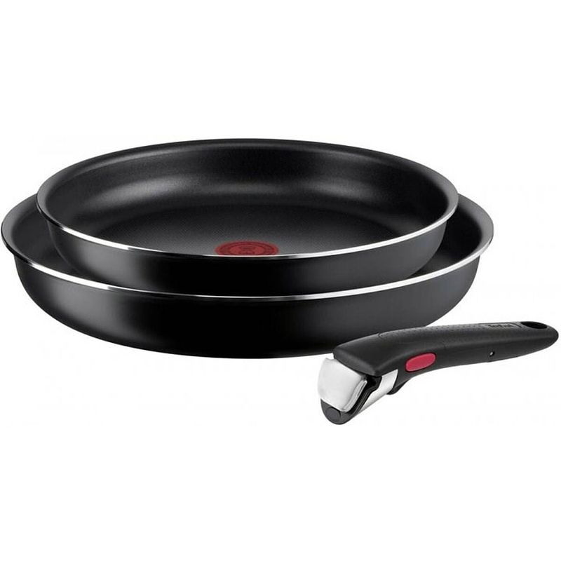 Foto van Pannenset tefal l1539143 zwart aluminium 3 onderdelen 2 stuks ø 24 cm ø 28 cm