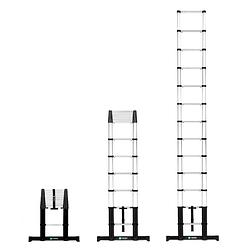 Foto van Vonroc pro telescoopladder - 3,80 meter - nieuw 2023 model met softclose & dwarsbalk