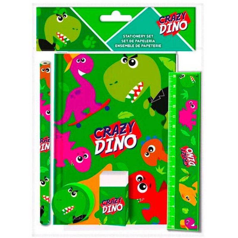 Foto van Kids licensing schrijfset crazy dino 25 x 19 cm groen 5-delig