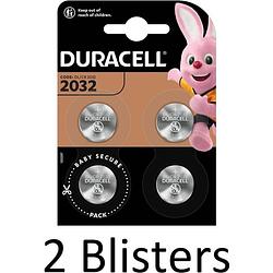 Foto van 8 stuks (2 blisters a 4 st) duracell 2032 lithium-knoopcelbatterij