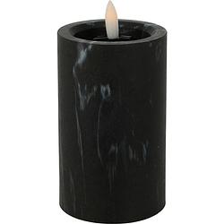 Foto van Home & styling led kaars/stompkaars - marmer zwart -d7,5 x h12,5 cm - led kaarsen