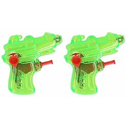 Foto van 2x stuks mini waterpistolen groen 7 cm - waterpistolen
