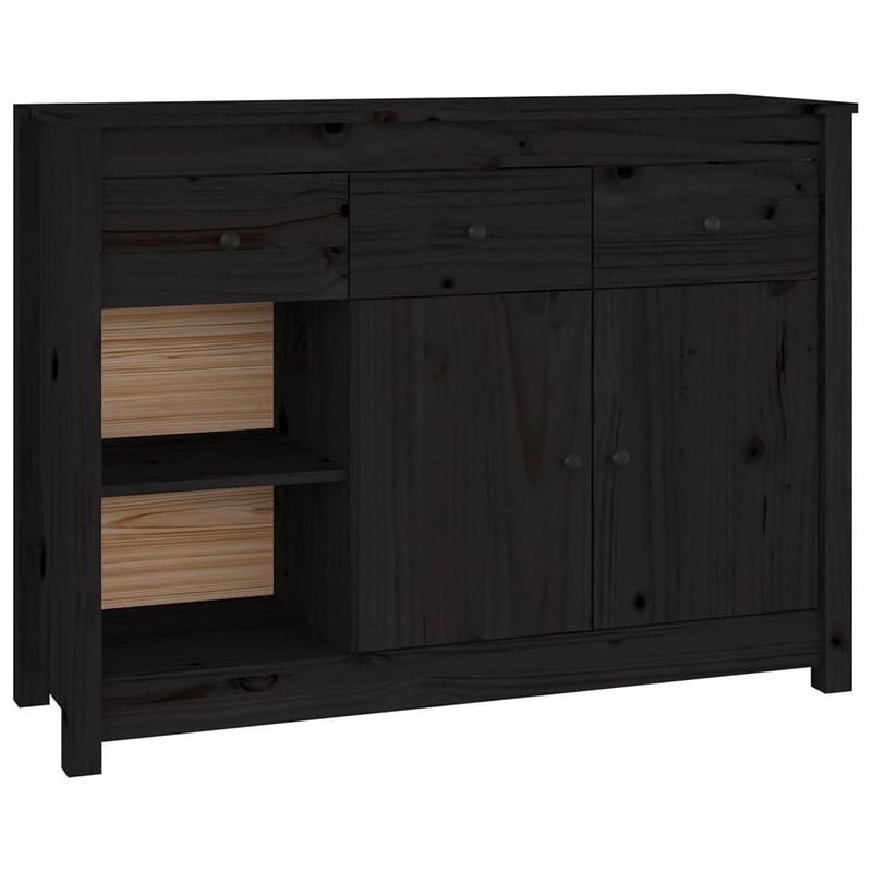 Foto van Vidaxl dressoir 100x35x74 cm massief grenenhout zwart