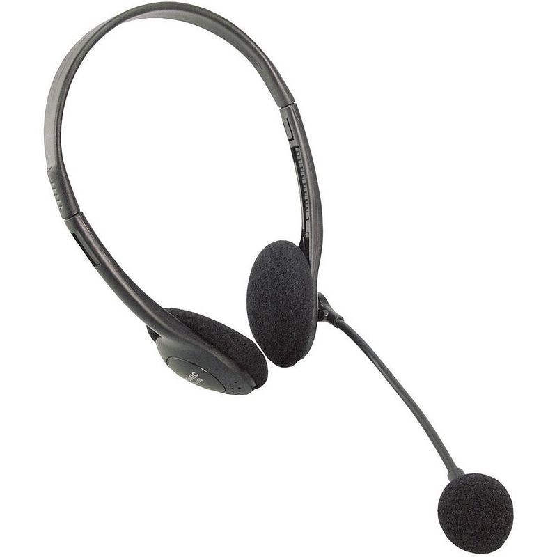 Foto van Logilink hs0002 on ear headset kabel computer stereo zwart volumeregeling