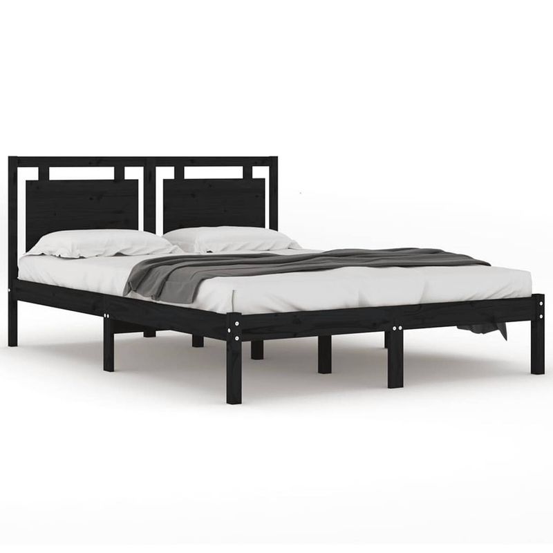 Foto van Vidaxl bedframe massief hout zwart 160x200 cm