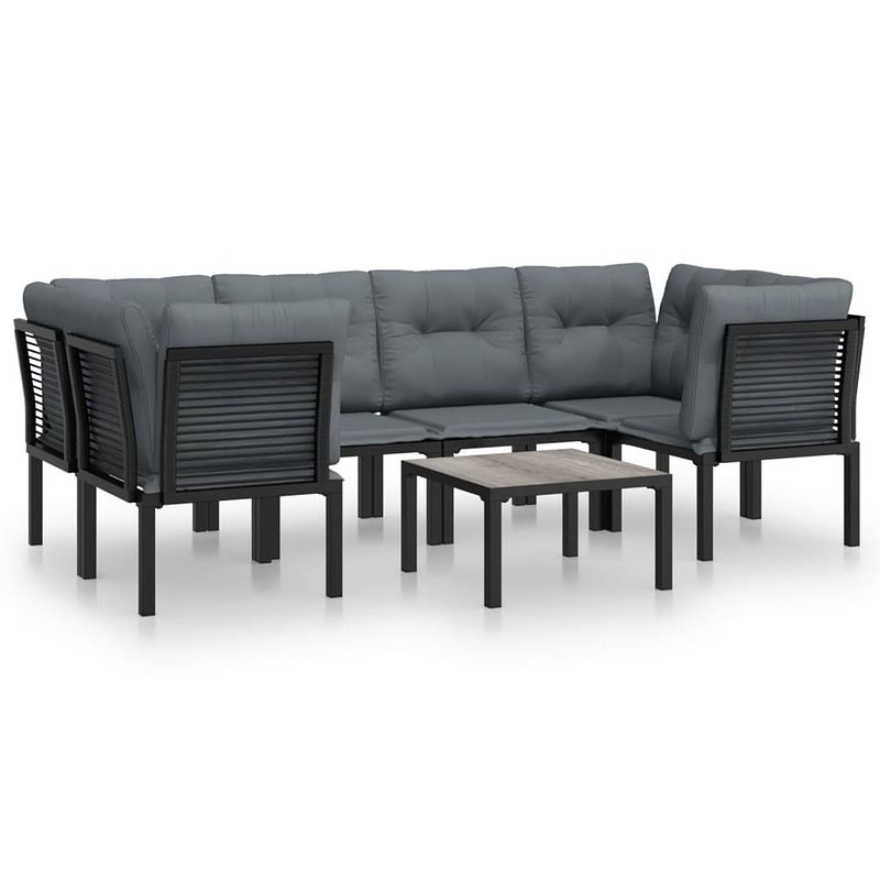 Foto van Vidaxl 7-delige loungeset poly rattan zwart en grijs