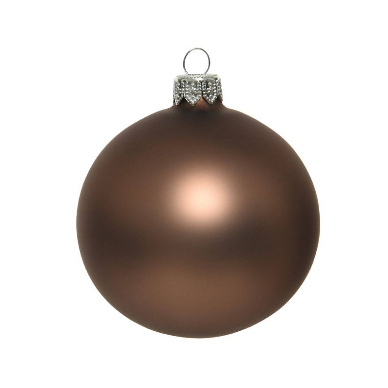 Foto van Kerstballen glas d10 cm walnoot 4st kerst