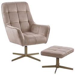 Foto van Beliani molle - fauteuil met hocker-beige-fluweel